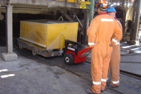 Power Pusher pulling slag trolley at Nyrstar Port Pirie