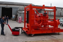 Super Power Pusher moving industrial pump on skid